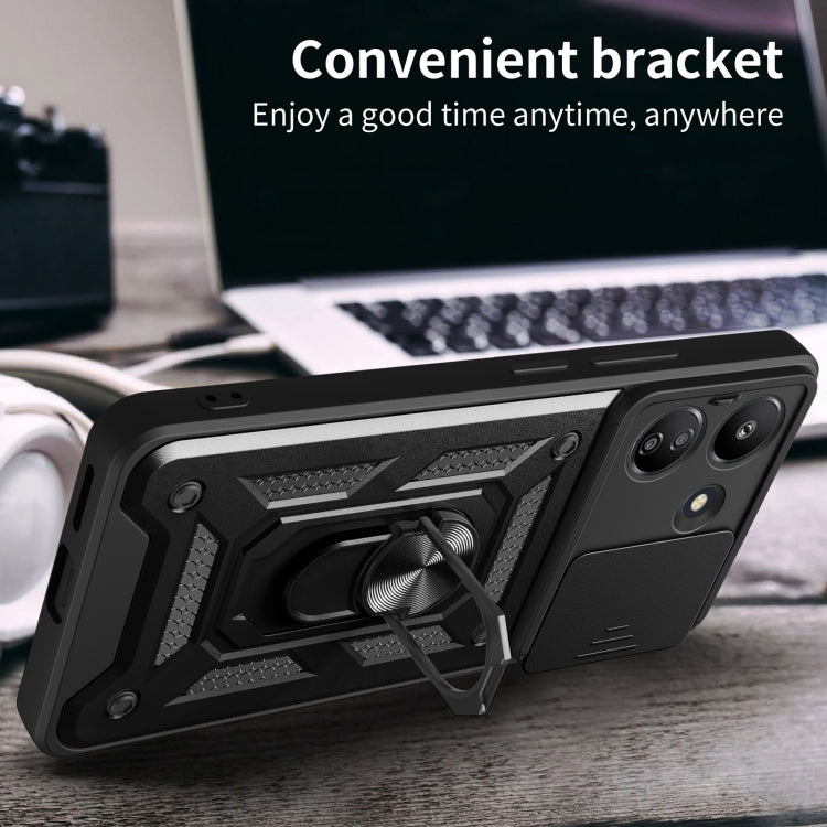 For Xiaomi Redmi 13C 4G Sliding Camera Cover Design TPU Hybrid PC Phone Case(Red) - 13C Cases by PMC TechLife | Online Shopping South Africa | PMC TechLife | Buy Now Pay Later Mobicred