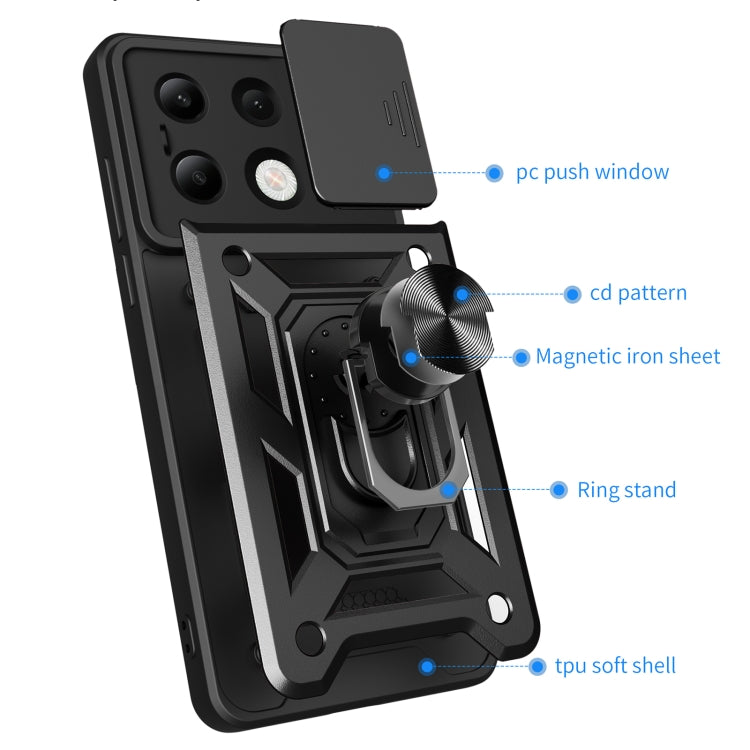 For Xiaomi Redmi Note 13 4G Global Sliding Camera Cover Design TPU Hybrid PC Phone Case(Blue) - Xiaomi Cases by PMC TechLife | Online Shopping South Africa | PMC TechLife | Buy Now Pay Later Mobicred
