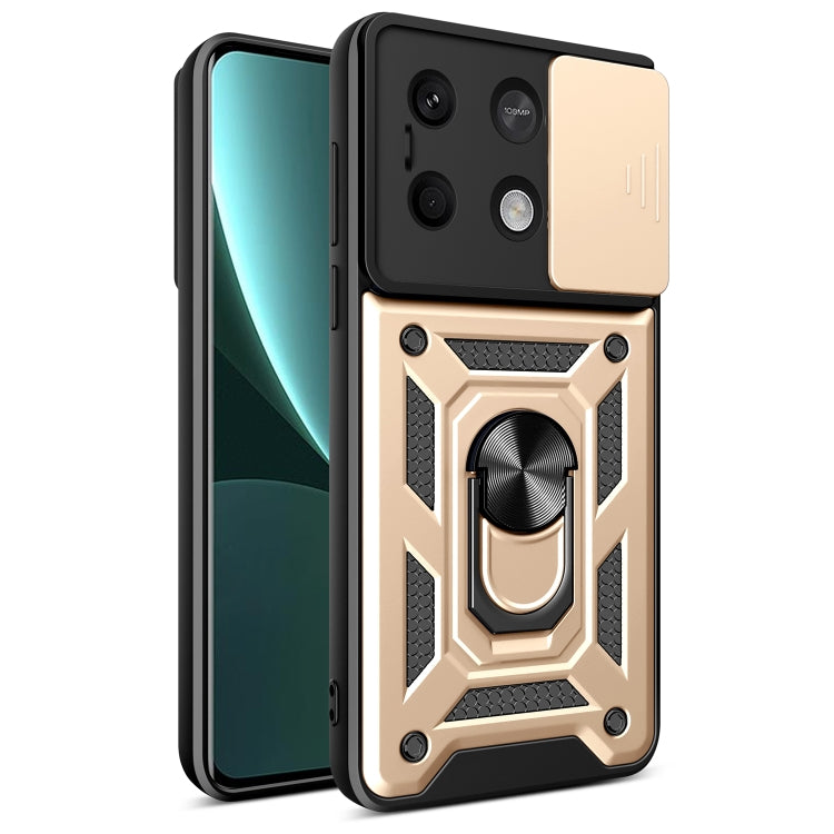 For Xiaomi Redmi Note 13 5G Sliding Camera Cover Design TPU Hybrid PC Phone Case(Gold) - Note 13 Cases by PMC TechLife | Online Shopping South Africa | PMC TechLife | Buy Now Pay Later Mobicred