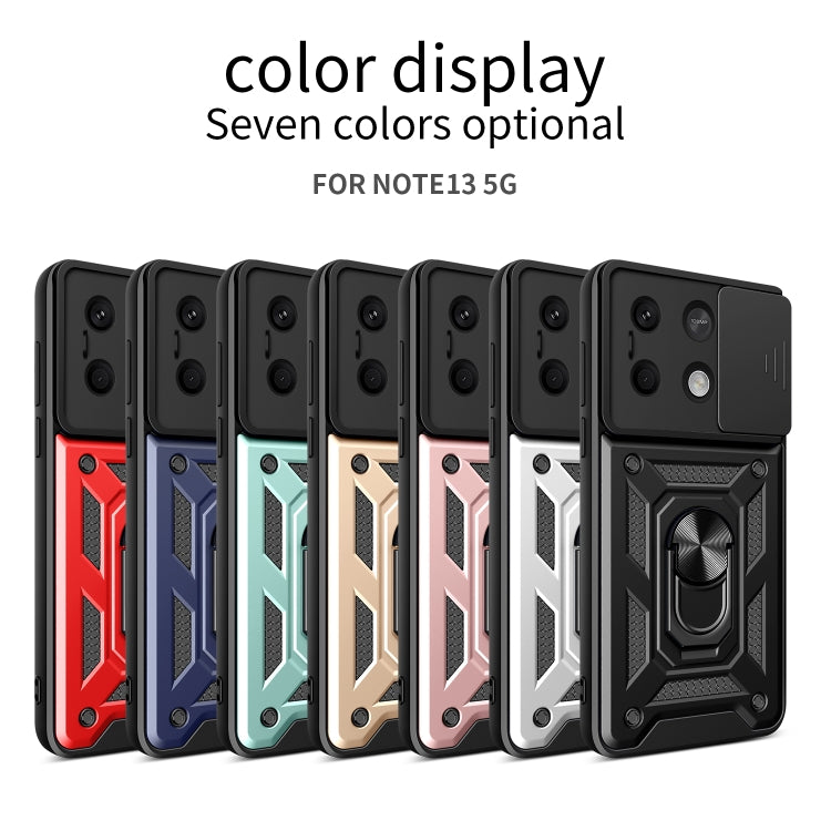 For Xiaomi Redmi Note 13 5G Sliding Camera Cover Design TPU Hybrid PC Phone Case(Gold) - Note 13 Cases by PMC TechLife | Online Shopping South Africa | PMC TechLife | Buy Now Pay Later Mobicred