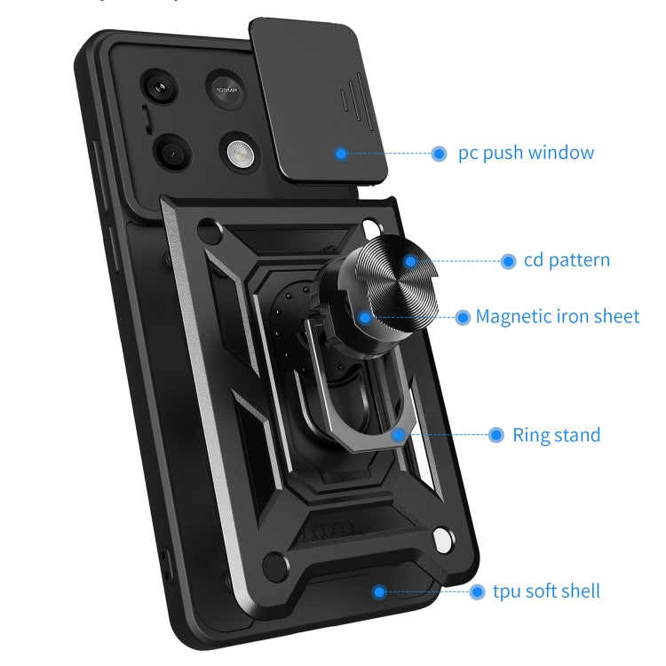 For Xiaomi Redmi Note 13 5G Sliding Camera Cover Design TPU Hybrid PC Phone Case(Gold) - Note 13 Cases by PMC TechLife | Online Shopping South Africa | PMC TechLife | Buy Now Pay Later Mobicred