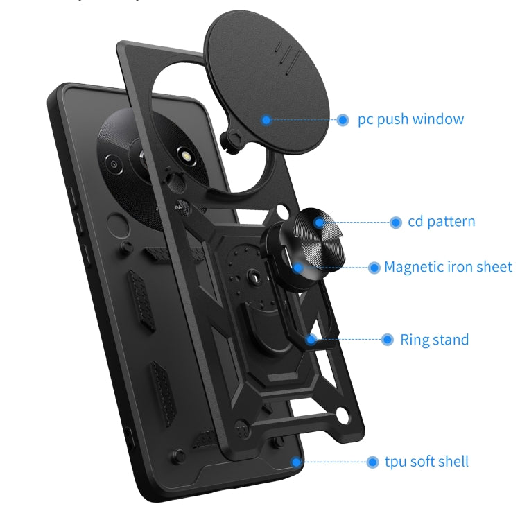 For Xiaomi Redmi A3 Sliding Camera Cover Design TPU Hybrid PC Phone Case(Gold) - Xiaomi Cases by PMC TechLife | Online Shopping South Africa | PMC TechLife | Buy Now Pay Later Mobicred