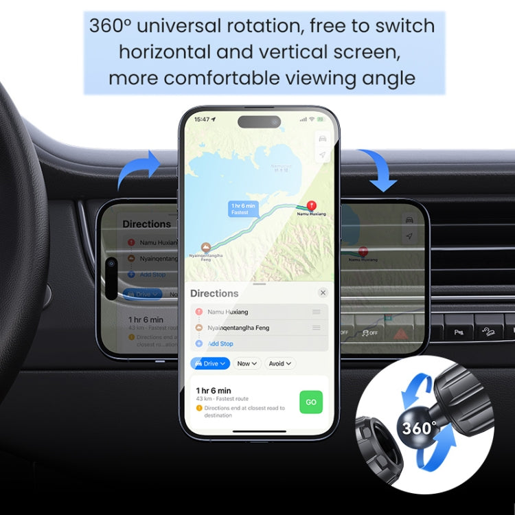 USAMS US-ZJ075 Magnetic Car Air Vent Phone Holder(Black) - free shipping - PMC TechLife - Order now!