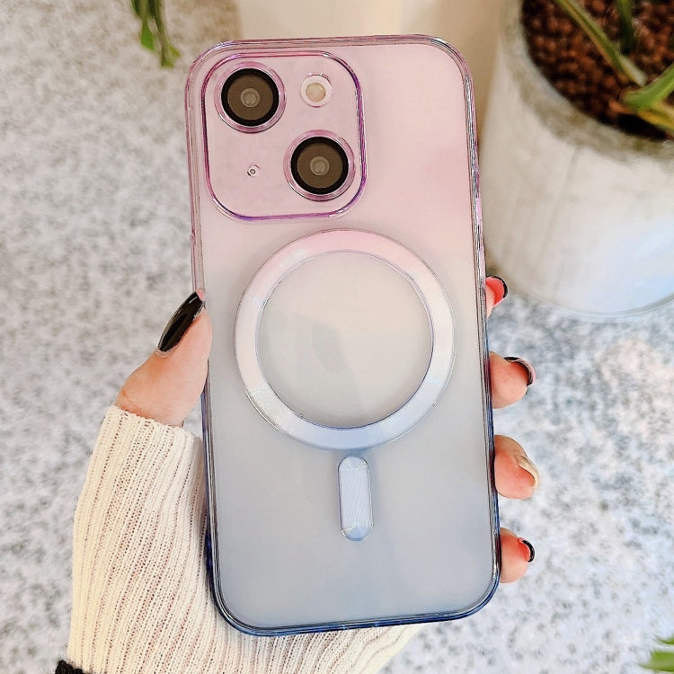 For iPhone 14 MagSafe Magnetic TPU + Acrylic Gradient Color Phone Case(Purple Blue) - iPhone 14 Cases by PMC TechLife | Online Shopping South Africa | PMC TechLife