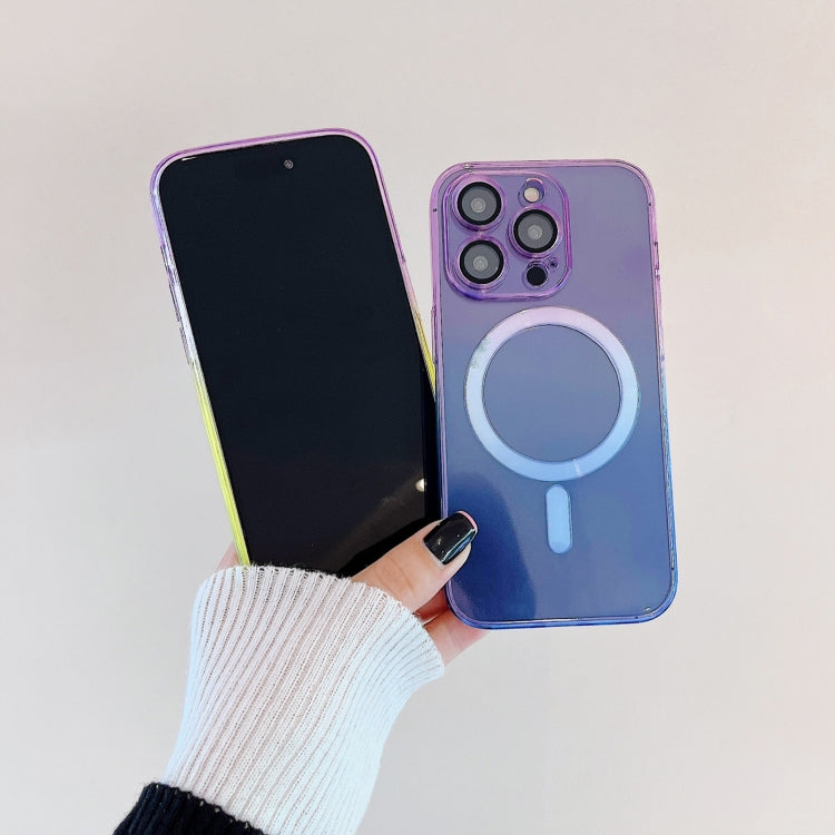 For iPhone 14 MagSafe Magnetic TPU + Acrylic Gradient Color Phone Case(Purple Blue) - iPhone 14 Cases by PMC TechLife | Online Shopping South Africa | PMC TechLife