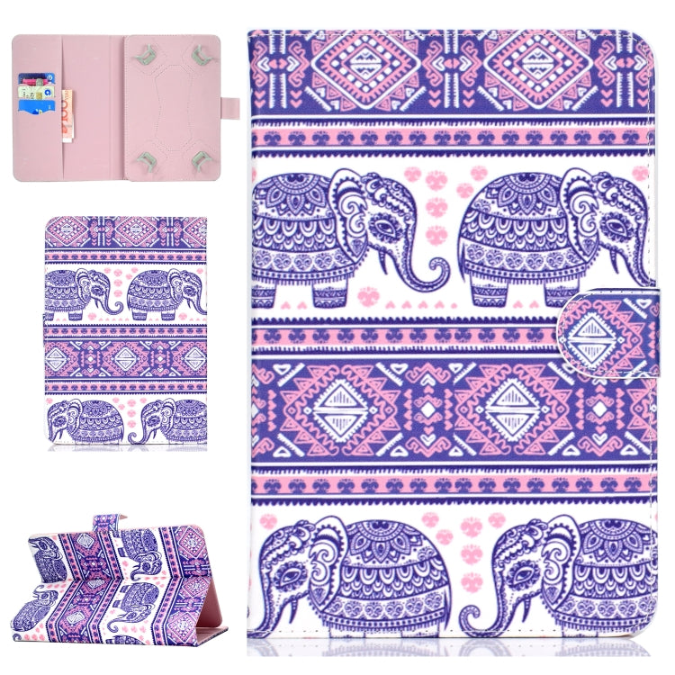 For 10 inch Universal Tablet PC Colored Drawing Pattern Horizontal Flip PU Leather Case with Holder & Card Slot(Totem Elephant) - 7 inch by PMC TechLife | Online Shopping South Africa | PMC TechLife | Buy Now Pay Later Mobicred