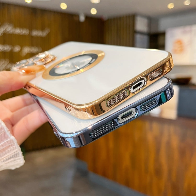 For iPhone 15 Pro Transparent Electroplated PC MagSafe Phone Case(Silver) - iPhone 15 Pro Cases by PMC TechLife | Online Shopping South Africa | PMC TechLife