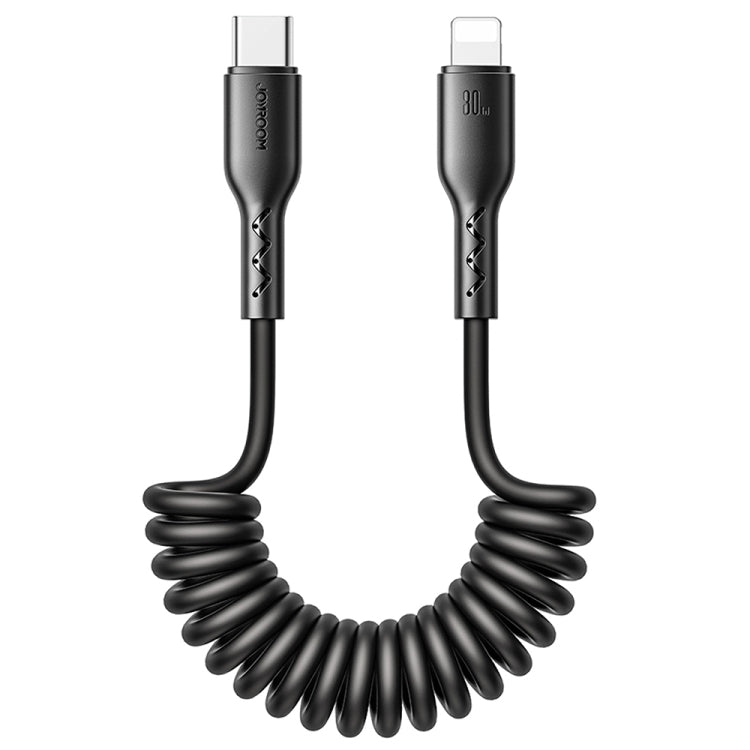 JOYROOM SA38-CL3 30W USB-C / Type-C to 8 Pin Coiled Fast Charging Data Cable, Length:1.5m(Black) - 2 in 1 Cable by JOYROOM | Online Shopping South Africa | PMC Jewellery | Buy Now Pay Later Mobicred