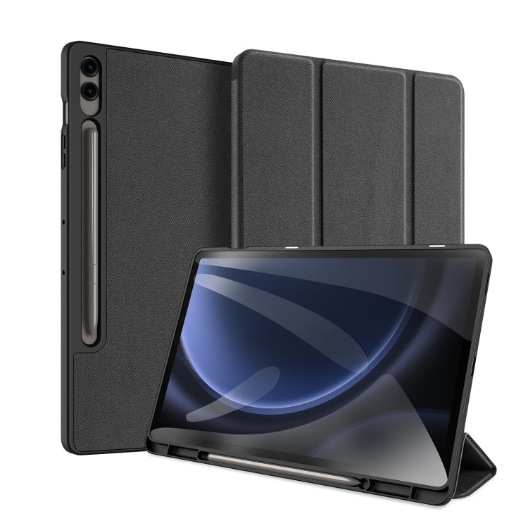 For Samsung Galaxy Tab S9 FE+ DUX DUCIS Domo Series Magnetic Flip Leather Tablet Case(Black) - Galaxy Tab S9 FE+ by DUX DUCIS | Online Shopping South Africa | PMC Jewellery | Buy Now Pay Later Mobicred