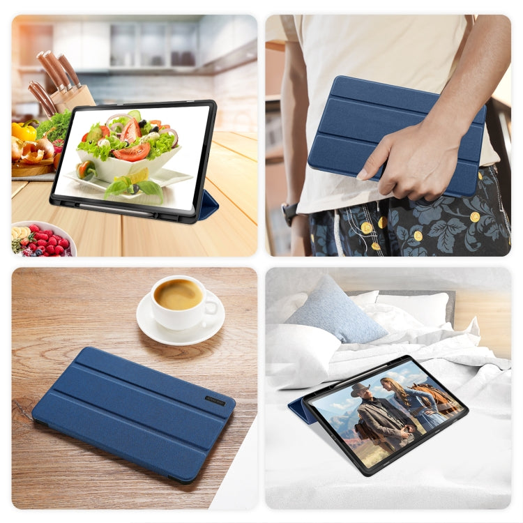 For Samsung Galaxy Tab S9 FE+ DUX DUCIS Domo Series Magnetic Flip Leather Tablet Case(Blue) - free shipping - PMC Jewellery - Order now!