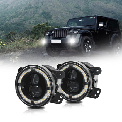 For Jeep Wrangler JK 2 Door 2007-2015 Y4 4 inch 1 Pair Light Guide Dual Lens Fog Light(Yellow White) - Fog / Driving Lights by PMC Jewellery | Online Shopping South Africa | PMC Jewellery | Buy Now Pay Later Mobicred