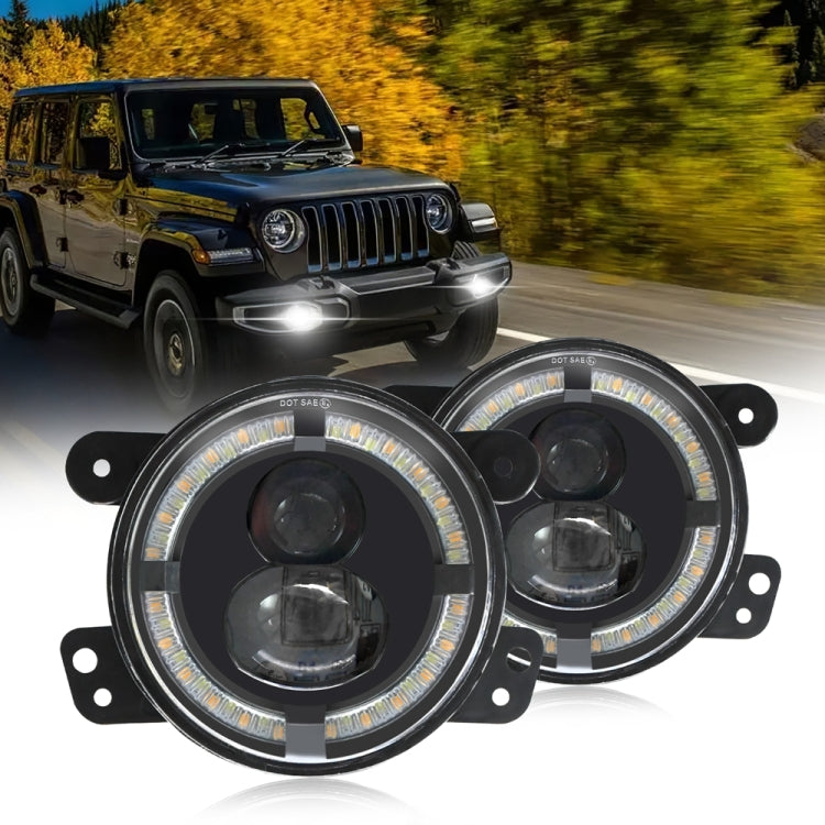 For Jeep Wrangler JK 2 Door 2007-2015 Y4 4 inch 1 Pair Light Guide Dual Lens Fog Light(Yellow White) - Fog / Driving Lights by PMC Jewellery | Online Shopping South Africa | PMC Jewellery | Buy Now Pay Later Mobicred