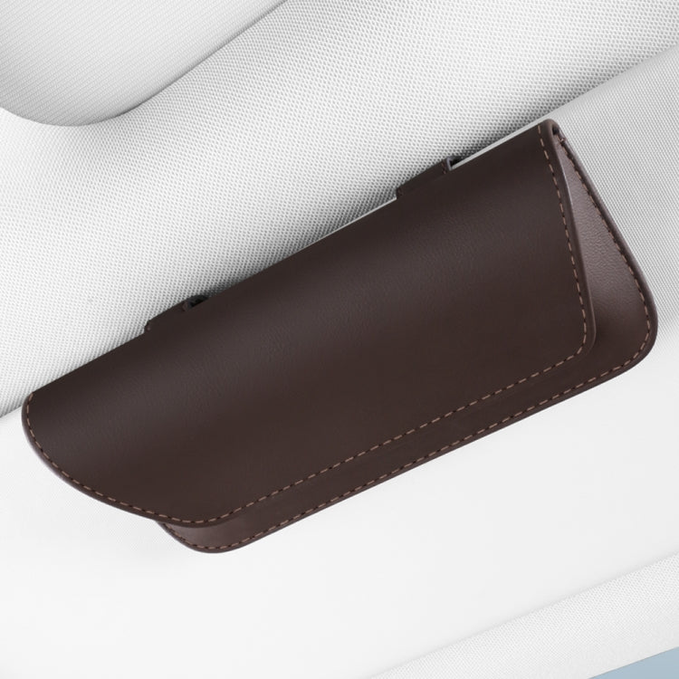 3064 Napa Texture Leather Car Glasses Storage Bag(Brown) - Sunglasses & Glasses Clips by PMC TechLife | Online Shopping South Africa | PMC TechLife | Buy Now Pay Later Mobicred