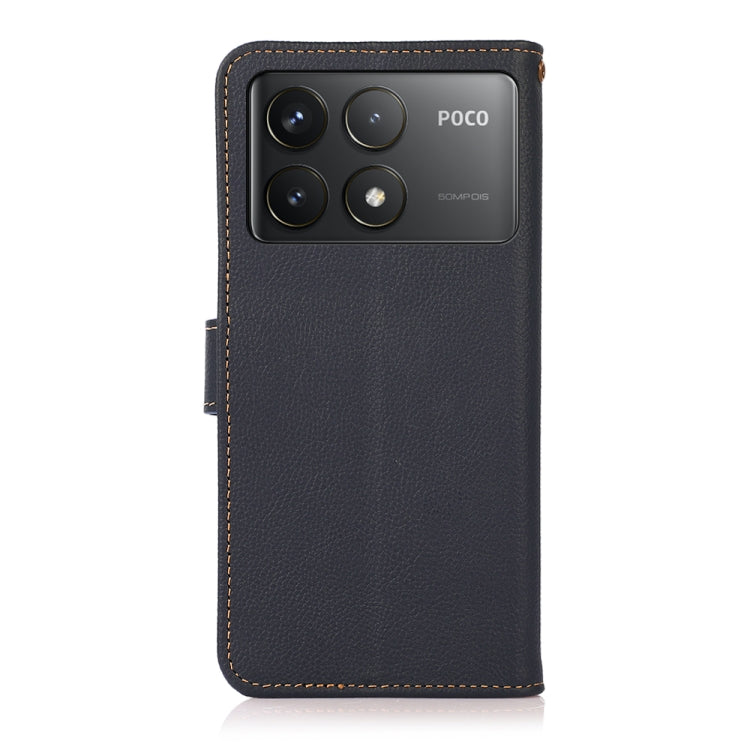 For Xiaomi Redmi K70 KHAZNEH Custer Texture RFID Genuine Leather Phone Case(Blue) - Xiaomi Cases by PMC Jewellery | Online Shopping South Africa | PMC Jewellery | Buy Now Pay Later Mobicred