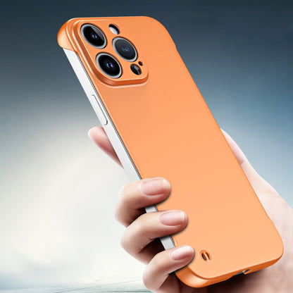 For iPhone 15 Pro Max Frameless Metallic Paint Hybrid PC Phone Case(Orange) - iPhone 15 Pro Max Cases by PMC Jewellery | Online Shopping South Africa | PMC Jewellery | Buy Now Pay Later Mobicred