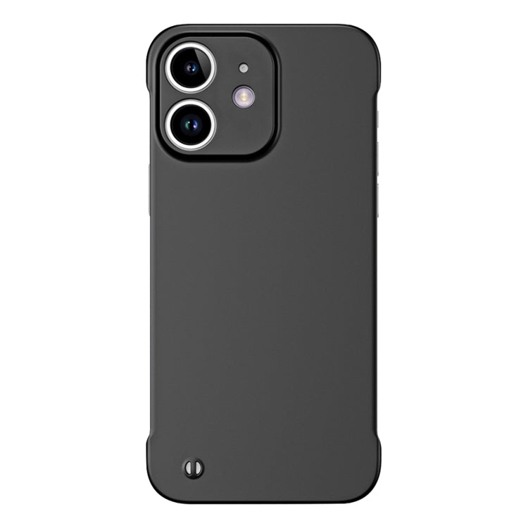 For iPhone 12 Frameless Metallic Paint Hybrid PC Phone Case(Matte Black) - iPhone 12 / 12 Pro Cases by PMC Jewellery | Online Shopping South Africa | PMC Jewellery | Buy Now Pay Later Mobicred