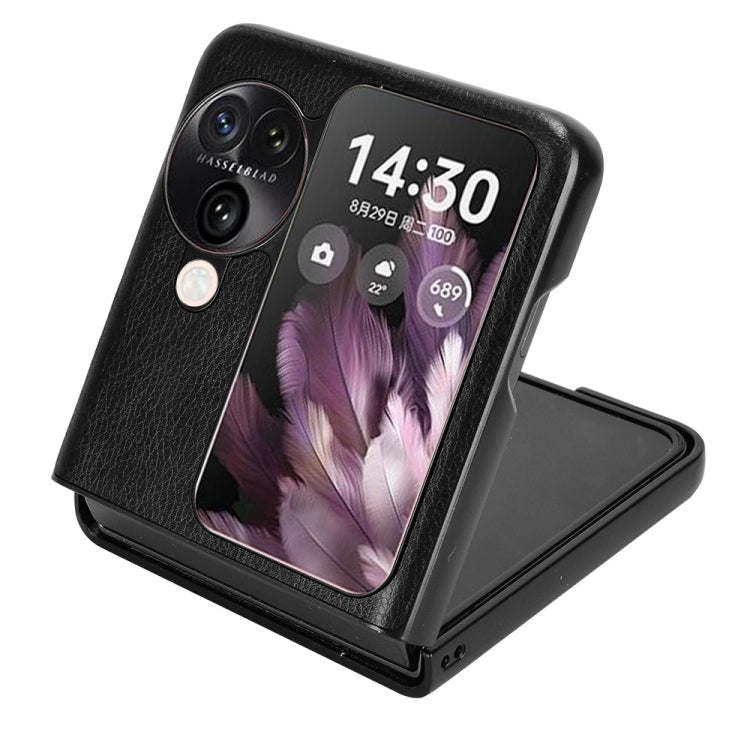 For OPPO Find N3 Flip Litchi Texture Back Cover Phone Case(Black) - Find N3 Flip Cases by PMC TechLife | Online Shopping South Africa | PMC TechLife