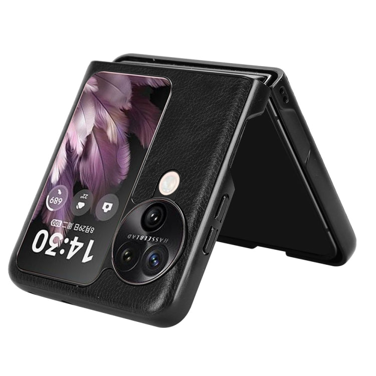 For OPPO Find N3 Flip Litchi Texture Back Cover Phone Case(Black) - Find N3 Flip Cases by PMC TechLife | Online Shopping South Africa | PMC TechLife