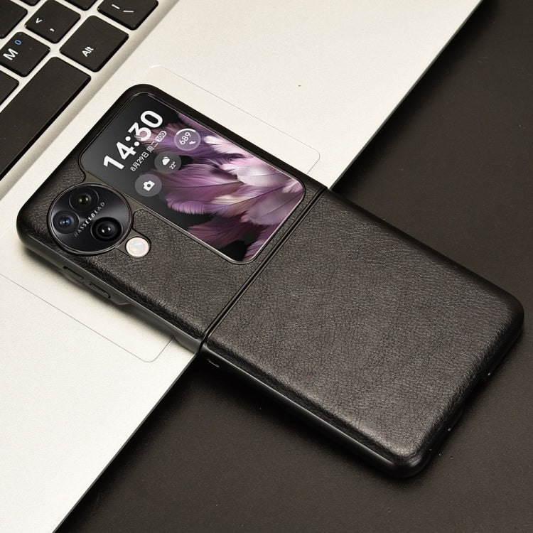For OPPO Find N3 Flip Litchi Texture Back Cover Phone Case(Black) - Find N3 Flip Cases by PMC TechLife | Online Shopping South Africa | PMC TechLife