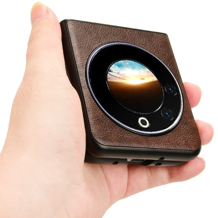 For Tecno Phantom V Flip Litchi Texture Back Cover Phone Case(Brown) - Tecno Cases by PMC TechLife | Online Shopping South Africa | PMC TechLife