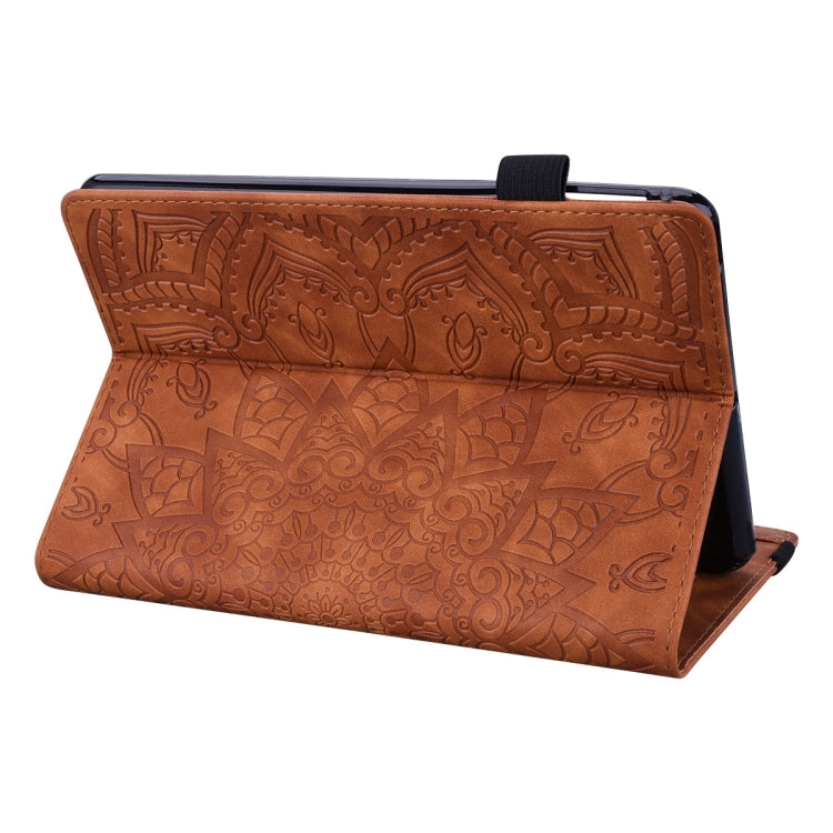 For Samsung Galaxy Tab S9 FE+ Calf Texture Embossed Leather Tablet Case(Brown) - Galaxy Tab S9 FE+ by PMC Jewellery | Online Shopping South Africa | PMC Jewellery | Buy Now Pay Later Mobicred