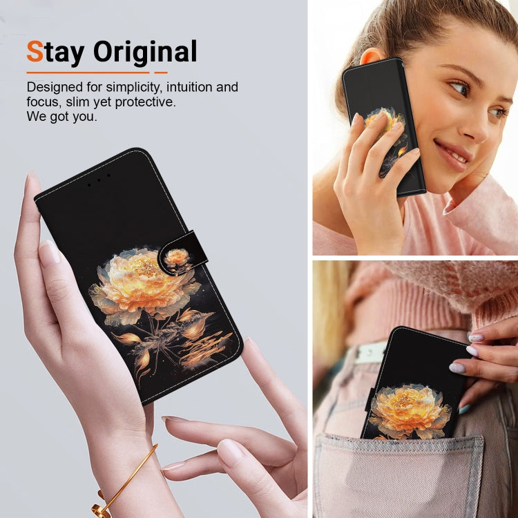 For Google Pixel 9 Pro Crystal Texture Colored Drawing Leather Phone Case(Gold Peony) - Google Cases by PMC TechLife | Online Shopping South Africa | PMC TechLife | Buy Now Pay Later Mobicred