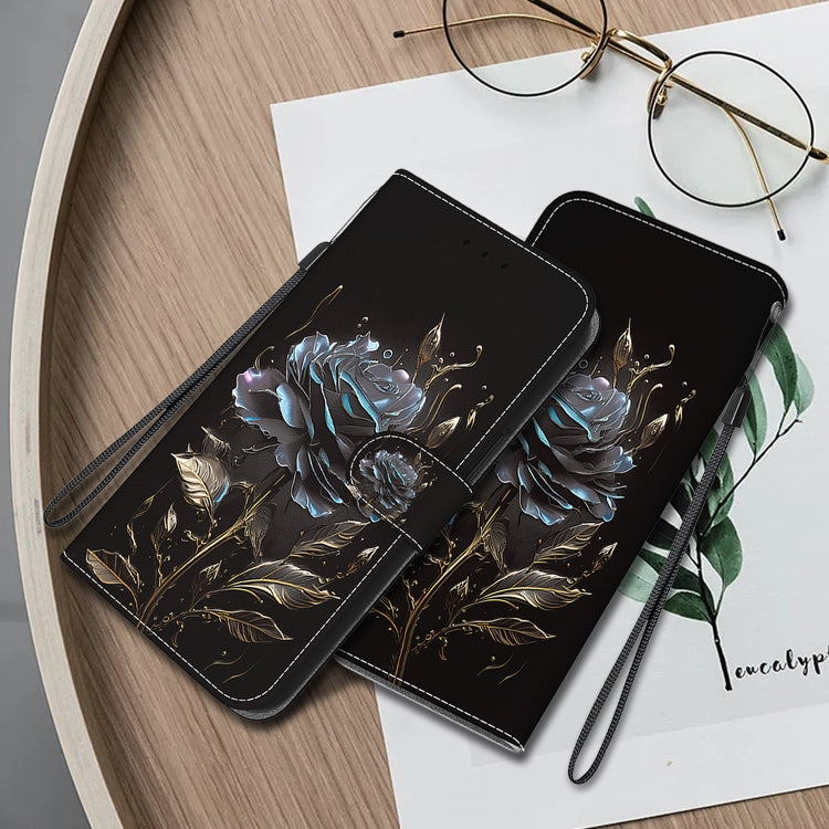 For Google Pixel 9 Pro Crystal Texture Colored Drawing Leather Phone Case(Black Rose) - free shipping - PMC TechLife - Order now!