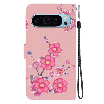 For Google Pixel 9 Pro Crystal Texture Colored Drawing Leather Phone Case(Cherry Blossoms) - Google Cases by PMC Jewellery | Online Shopping South Africa | PMC Jewellery | Buy Now Pay Later Mobicred