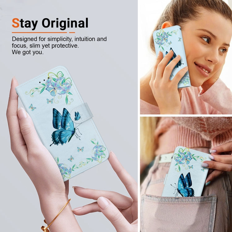 For Google Pixel 9 Pro Crystal Texture Colored Drawing Leather Phone Case(Blue Pansies) - Google Cases by PMC TechLife | Online Shopping South Africa | PMC TechLife | Buy Now Pay Later Mobicred