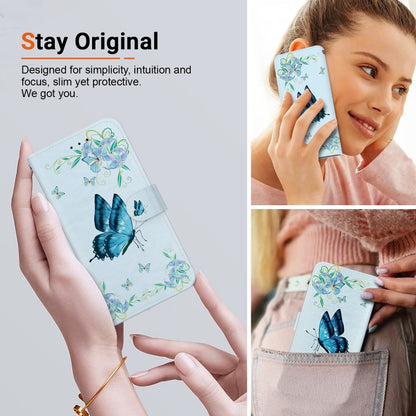 For Google Pixel 9 Pro Crystal Texture Colored Drawing Leather Phone Case(Blue Pansies) - Google Cases by PMC Jewellery | Online Shopping South Africa | PMC Jewellery | Buy Now Pay Later Mobicred