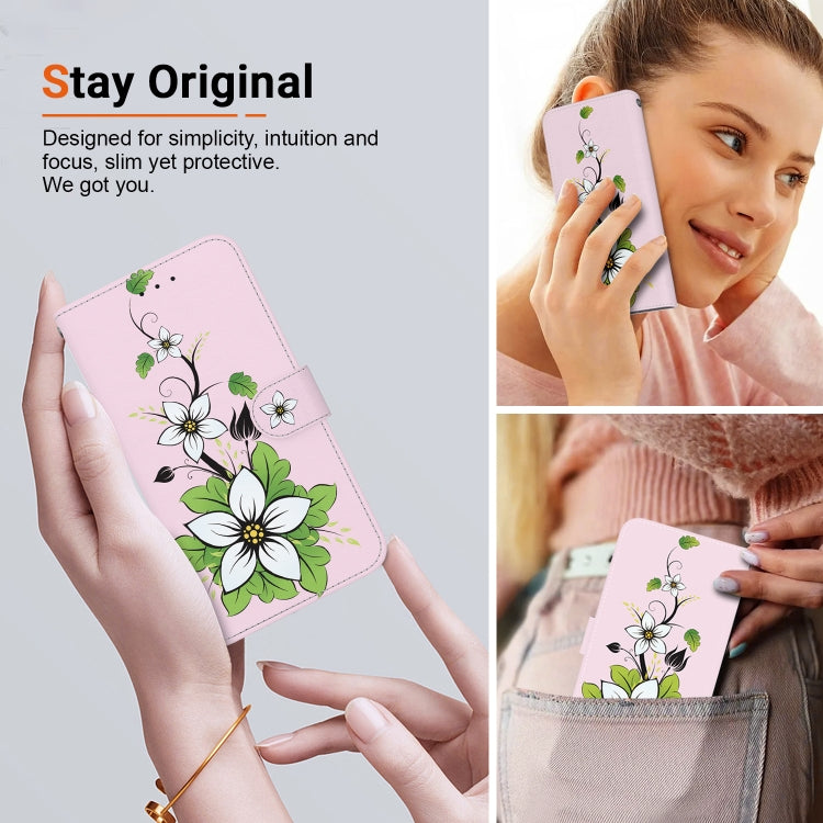 For Google Pixel 9 Crystal Texture Colored Drawing Leather Phone Case(Lily) - Google Cases by PMC TechLife | Online Shopping South Africa | PMC TechLife | Buy Now Pay Later Mobicred