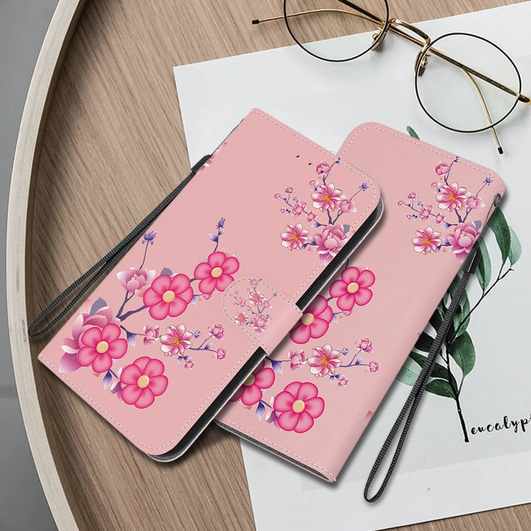 For Google Pixel 9 Crystal Texture Colored Drawing Leather Phone Case(Cherry Blossoms) - Google Cases by PMC TechLife | Online Shopping South Africa | PMC TechLife | Buy Now Pay Later Mobicred