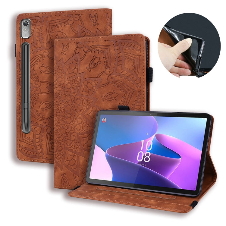 For Lenovo Tab P12 12.7 Calf Texture Embossed Leather Tablet Case(Brown) - Lenovo by PMC TechLife | Online Shopping South Africa | PMC TechLife | Buy Now Pay Later Mobicred
