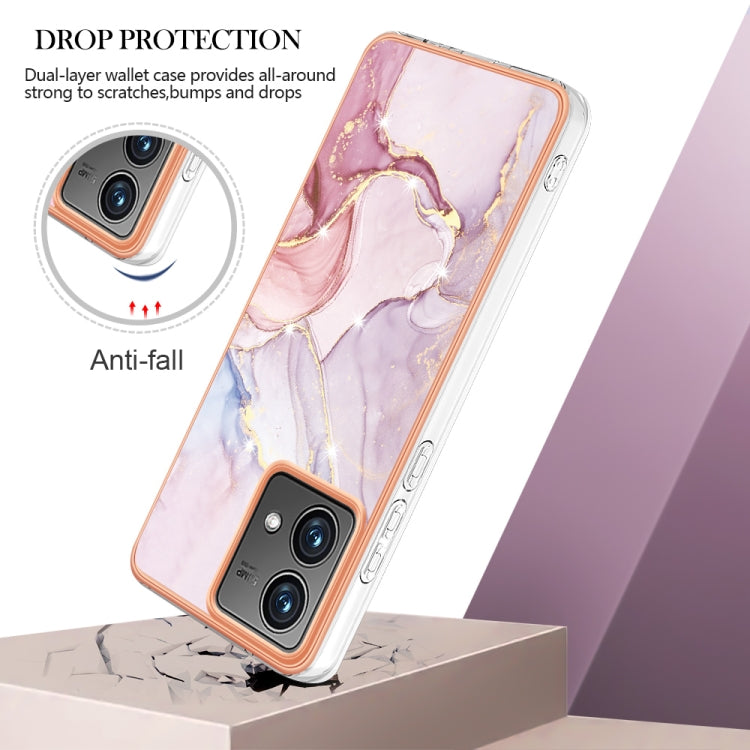 For Motorola Moto G84 Electroplating Marble Dual-side IMD Phone Case(Rose Gold 005) - Motorola Cases by PMC TechLife | Online Shopping South Africa | PMC TechLife | Buy Now Pay Later Mobicred