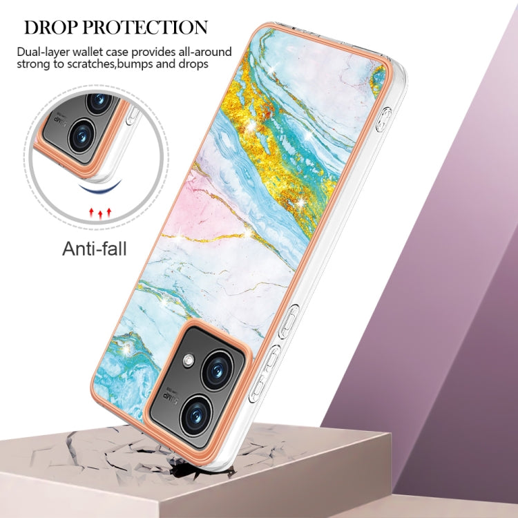 For Motorola Moto G84 Electroplating Marble Dual-side IMD Phone Case(Green 004) - Motorola Cases by PMC TechLife | Online Shopping South Africa | PMC TechLife | Buy Now Pay Later Mobicred