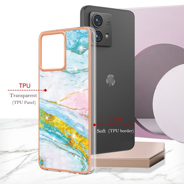 For Motorola Moto G84 Electroplating Marble Dual-side IMD Phone Case(Green 004) - Motorola Cases by PMC TechLife | Online Shopping South Africa | PMC TechLife | Buy Now Pay Later Mobicred
