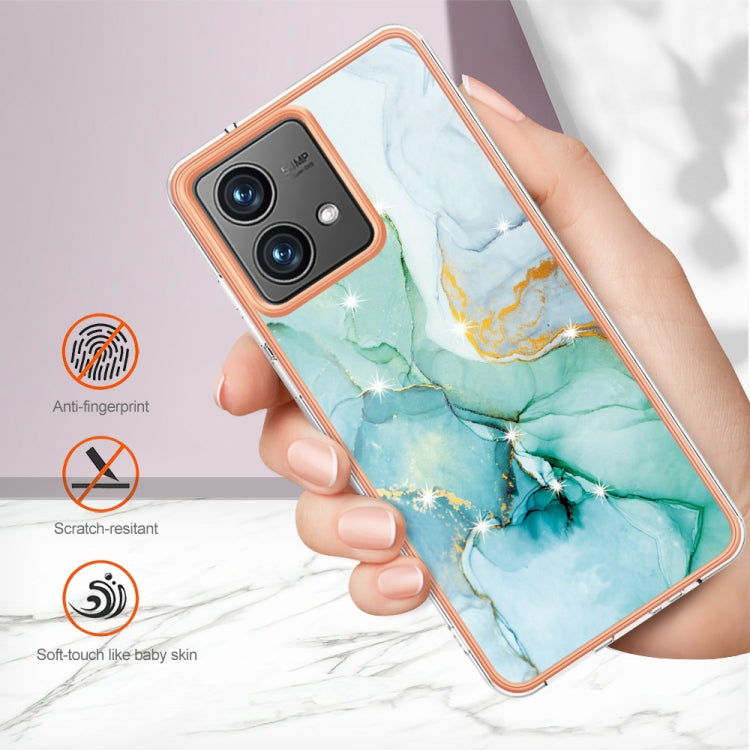 For Motorola Moto G84 Electroplating Marble Dual-side IMD Phone Case(Green 003) - Motorola Cases by PMC TechLife | Online Shopping South Africa | PMC TechLife | Buy Now Pay Later Mobicred