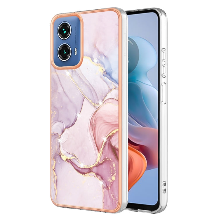 For Motorola Moto G34 Electroplating Marble Dual-side IMD Phone Case(Rose Gold 005) - Motorola Cases by PMC TechLife | Online Shopping South Africa | PMC TechLife | Buy Now Pay Later Mobicred