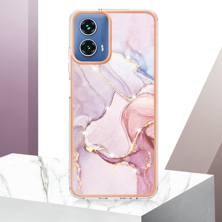 For Motorola Moto G34 Electroplating Marble Dual-side IMD Phone Case(Rose Gold 005) - Motorola Cases by PMC TechLife | Online Shopping South Africa | PMC TechLife | Buy Now Pay Later Mobicred