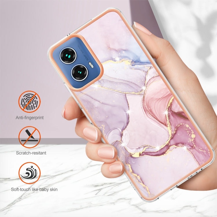 For Motorola Moto G34 Electroplating Marble Dual-side IMD Phone Case(Rose Gold 005) - Motorola Cases by PMC TechLife | Online Shopping South Africa | PMC TechLife | Buy Now Pay Later Mobicred