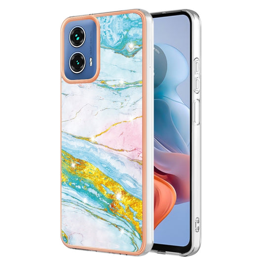 For Motorola Moto G34 Electroplating Marble Dual-side IMD Phone Case(Green 004) - Motorola Cases by PMC Jewellery | Online Shopping South Africa | PMC Jewellery | Buy Now Pay Later Mobicred