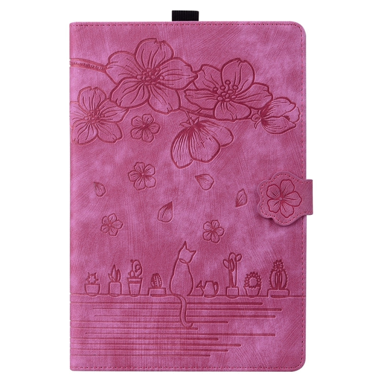 For iPad Pro 11 2024 Cartoon Sakura Cat Embossed Smart Leather Tablet Case(Rose Red) - free shipping - PMC TechLife - Order now!