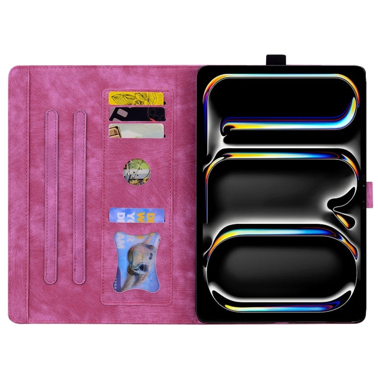 For iPad Pro 11 2024 Cartoon Sakura Cat Embossed Smart Leather Tablet Case(Rose Red) - free shipping - PMC TechLife - Order now!