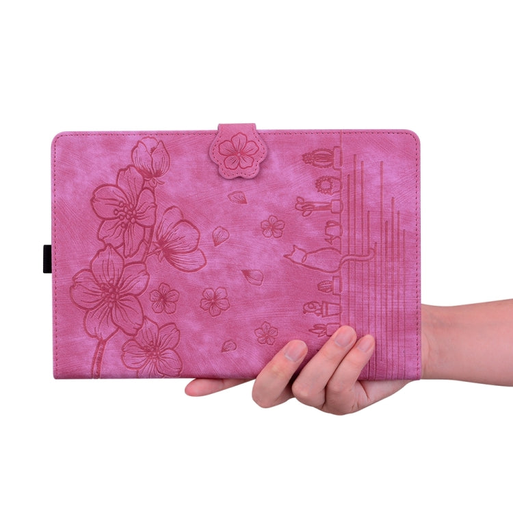 For iPad Pro 11 2024 Cartoon Sakura Cat Embossed Smart Leather Tablet Case(Rose Red) - free shipping - PMC TechLife - Order now!