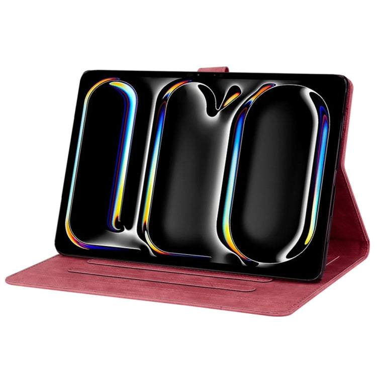 For iPad Pro 11 2024 Cartoon Sakura Cat Embossed Smart Leather Tablet Case(Red) - iPad Pro 11 2024 Cases by PMC TechLife | Online Shopping South Africa | PMC TechLife | Buy Now Pay Later Mobicred