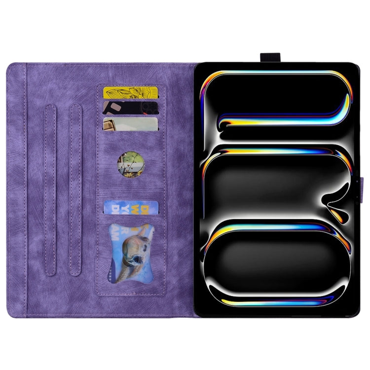 For iPad Pro 11 2024 Cartoon Sakura Cat Embossed Smart Leather Tablet Case(Purple) - iPad Pro 11 2024 Cases by PMC TechLife | Online Shopping South Africa | PMC TechLife | Buy Now Pay Later Mobicred