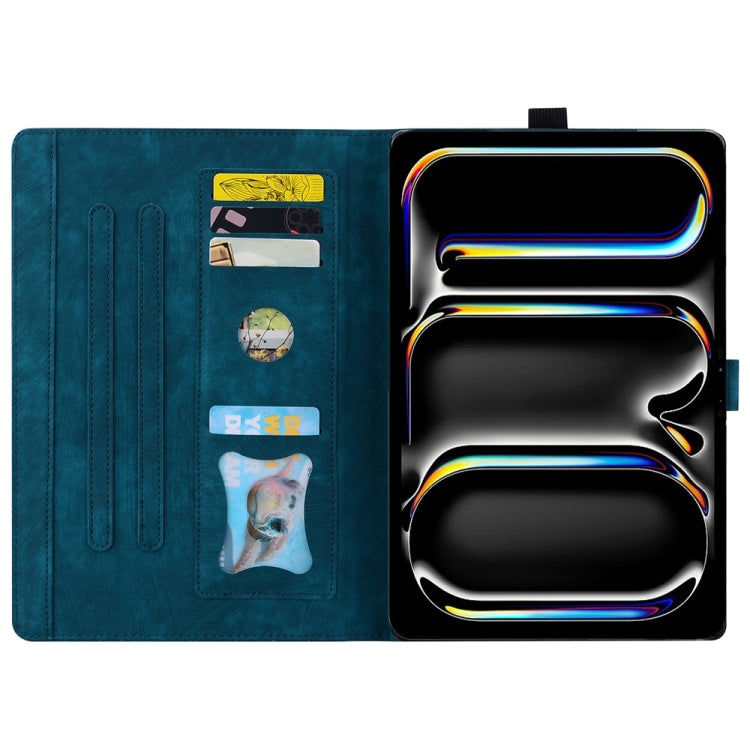 For iPad Pro 13 2024 Cartoon Sakura Cat Embossed Smart Leather Tablet Case(Blue) - iPad Pro 13 2024 Cases by PMC TechLife | Online Shopping South Africa | PMC TechLife | Buy Now Pay Later Mobicred