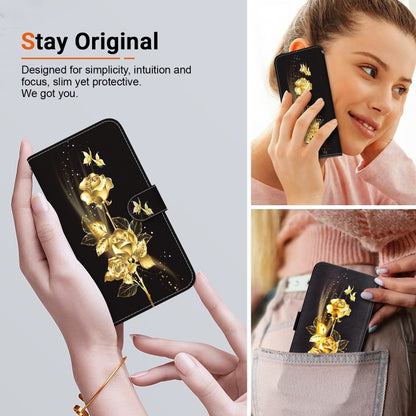 For Honor Magic6 Pro Crystal Texture Colored Drawing Leather Phone Case(Gold Butterfly Rose) - Honor Cases by PMC Jewellery | Online Shopping South Africa | PMC Jewellery | Buy Now Pay Later Mobicred