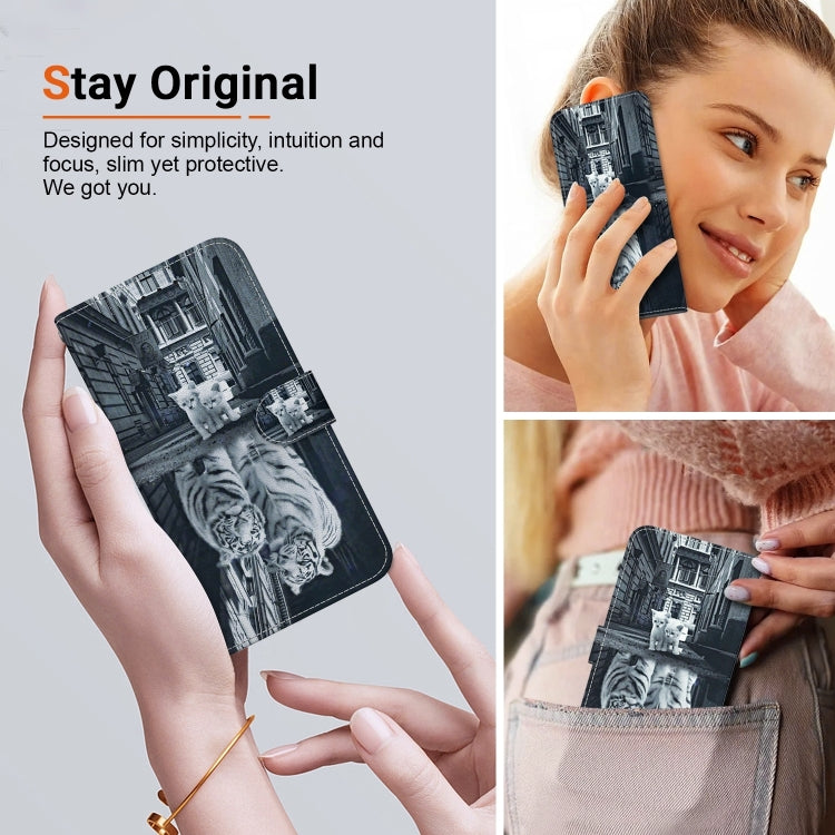 For Honor Magic6 Pro Crystal Texture Colored Drawing Leather Phone Case(Cat Tiger Reflection) - Honor Cases by PMC Jewellery | Online Shopping South Africa | PMC Jewellery | Buy Now Pay Later Mobicred