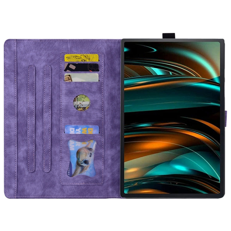 For Samsung Galaxy Tab A9 Cartoon Sakura Cat Embossed Leather Tablet Case(Purple) - Galaxy Tab A9 by PMC Jewellery | Online Shopping South Africa | PMC Jewellery